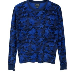 Polo Ralph Lauren Blue Camo Waffle Knit Thermal Shirt Men’s Size M